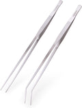 VORESTIC 23.6” Extra Long Tweezers for Aquarium, 2 Pcs Straight and Curved Aquarium Tweezers Extra Long Ideal for Fish Tanks, Feeding and Aquatic Plant Care, Reptile Feeding Tongs, Aquascaping Tools