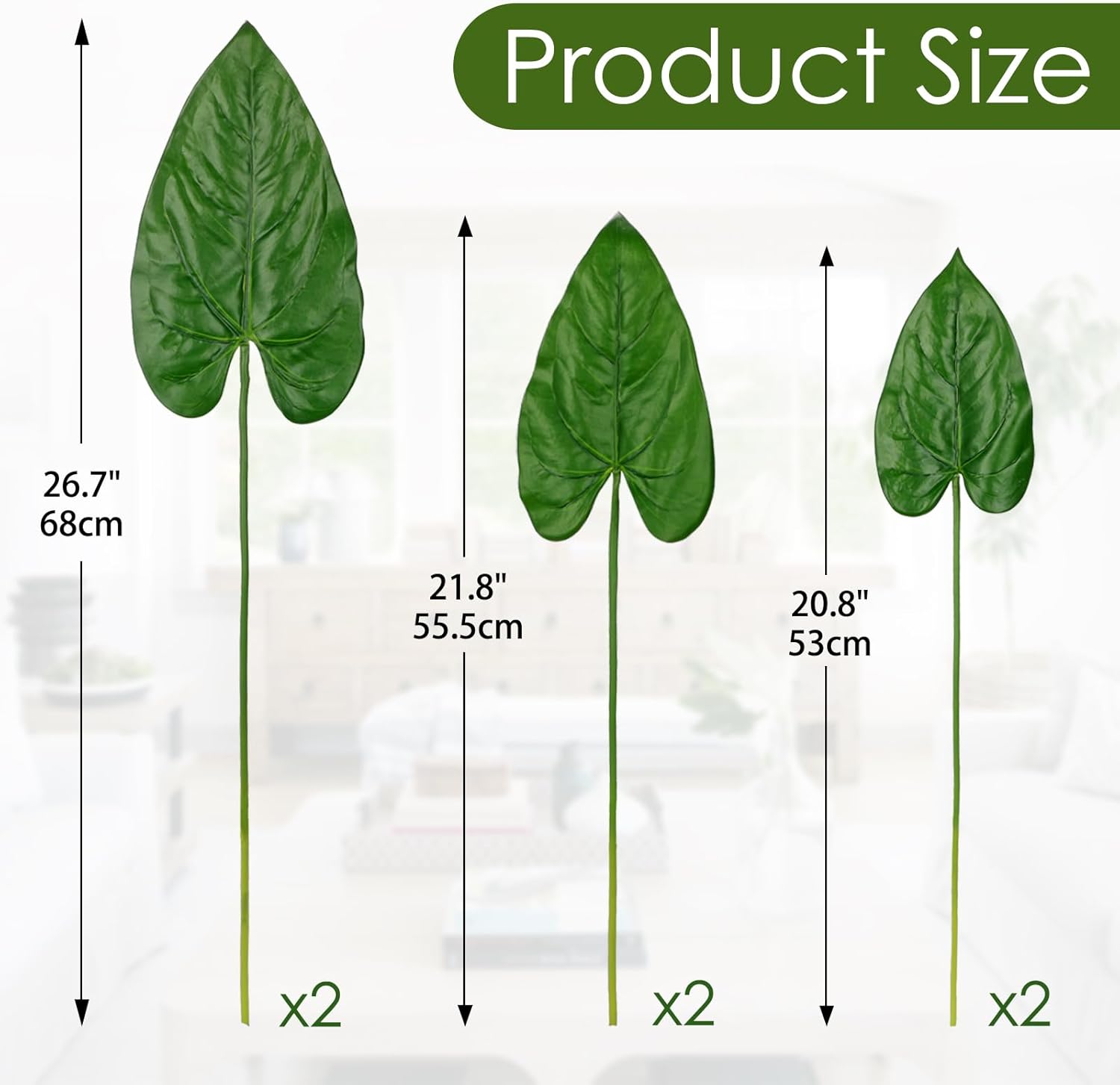 Hollyone 6 Pack Artificial Anthurium Leaves with Stems Real Touch Faux Anthurium Safari Leaf Fake Palm Tropical Plants for Vase Hawaiian Luau Party Jungle Beach Table Home Wedding Kitchen Decor