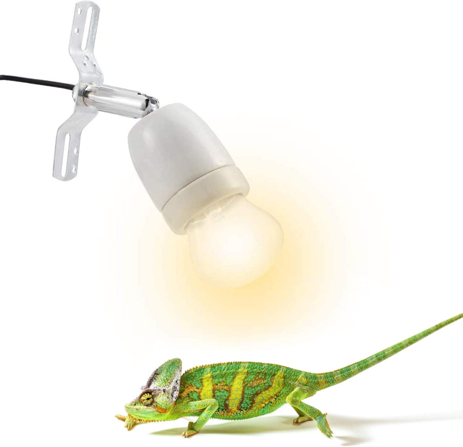 CHICIRIS 300W Lamp Socket, 360° Rotatable Heating Light Adjustable Bracket Kit with One-Button Switch, E26/E27 Ceramic Lamp Holder, for Aquarium, Lizard, Tortoise, Snake (Without