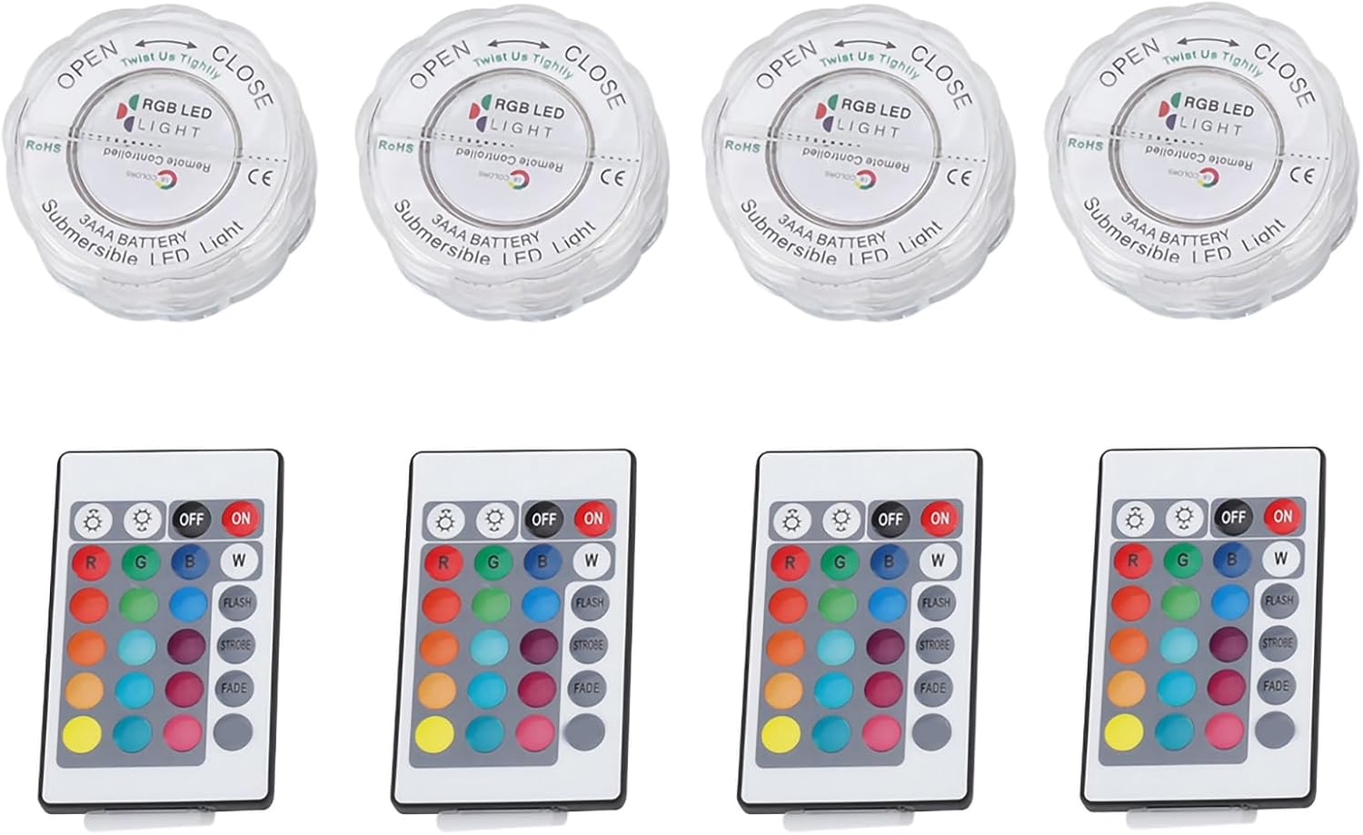 YOUTHINK LED Underwater Lights, RGB Remote Control Decorative Lights for Vase Fish Tank Pond, with 16 Colors Dynamic Static Lighting