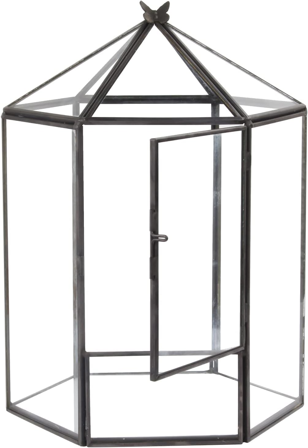 ELEGANTLIFE Glass Geometric Plant Terrarium,Succulent & Air Planter for Home Garden Office Decoration,No Plants(Black Hexagonal)