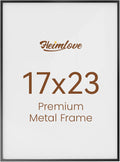 Heimlove 17x23 Metal Picture Frame,Black Aluminum Wall Gallery Poster Puzzles Artwork frames-Real Tempered Glass,Mounting Horizontally or Vertically Decor for Wall-1Pack