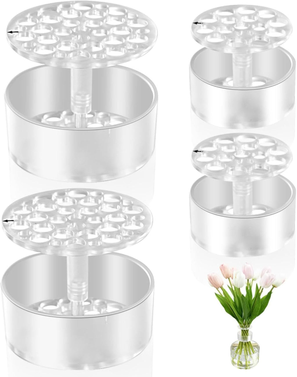 4 Spiral Ikebana stem Holder, hanataba Arranger Twist Flower Arrangement Holder Ikebana Bouquet Twister Ring Tools, Reusable Kitchen Floral Grid Supplies (Half Clear)