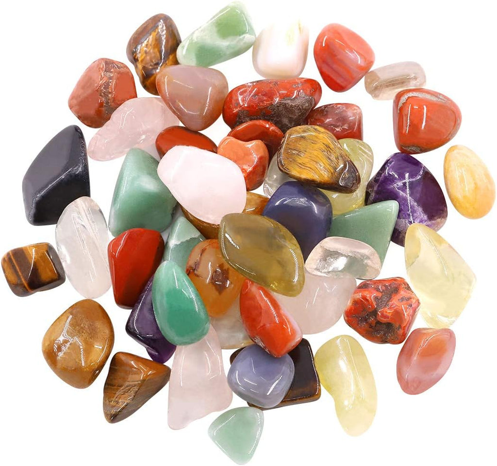 Hilitchi 1lb Bulk Large Natural Tumbled Polished Brazilian Stones Gemstone Healing Crystals Quartz for Wicca, Reiki, and Energy Crystal Healing (Big Assorted Stones About 1lb/450g/16oz/Bag)