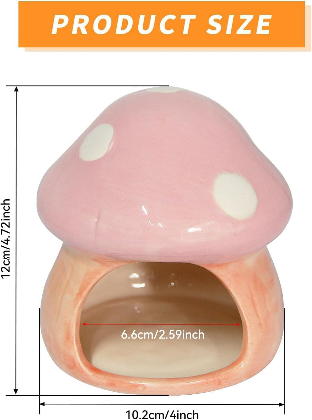 Mushroom Fish Tank Decor, Ceramics Aquarium Shrimp Cave, Betta Hideout Decoration, Cottage Ornament Goldfishes Pleco Cave for Fish Tank Landscape Hideaway Spawning Decor - Pink