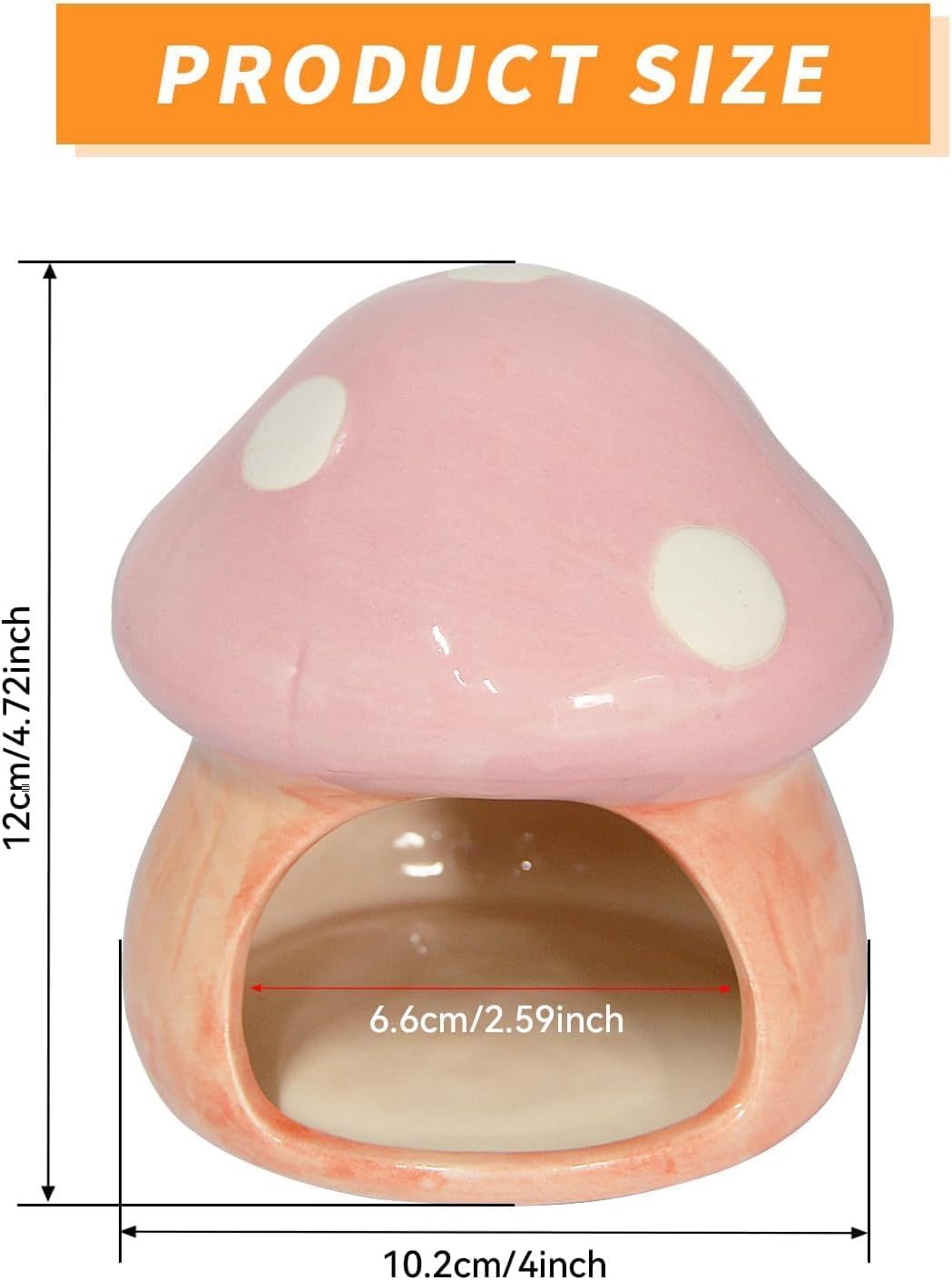 Mushroom Fish Tank Decor, Ceramics Aquarium Shrimp Cave, Betta Hideout Decoration, Cottage Ornament Goldfishes Pleco Cave for Fish Tank Landscape Hideaway Spawning Decor - Pink