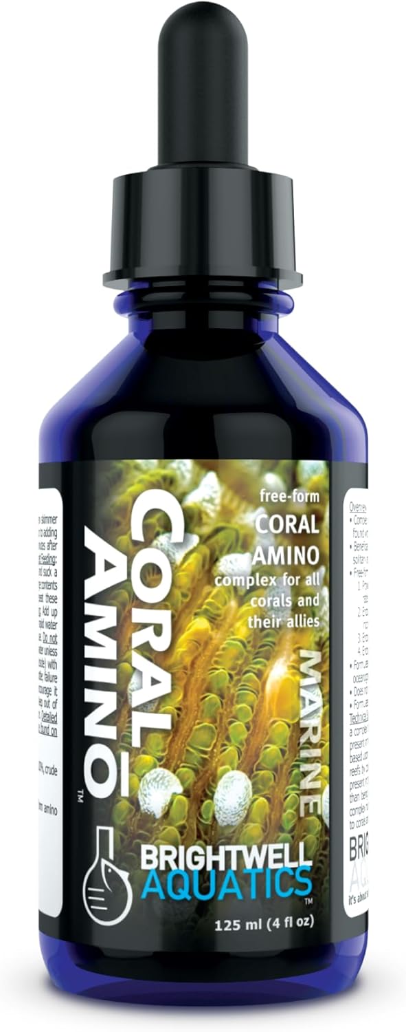 Brightwell Aquatics CoralAmino - Complex of Amino Acids for Corals - Coral Food for Aquarium Coral Growth - Saltwater Aquarium Treatments, 4.22 fl oz