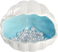 Ceramic Shell Cave with 50 Pearls - Betta Fish & Shrimp Tank Decorative Hideout(Blue + 50PCS Pearl)