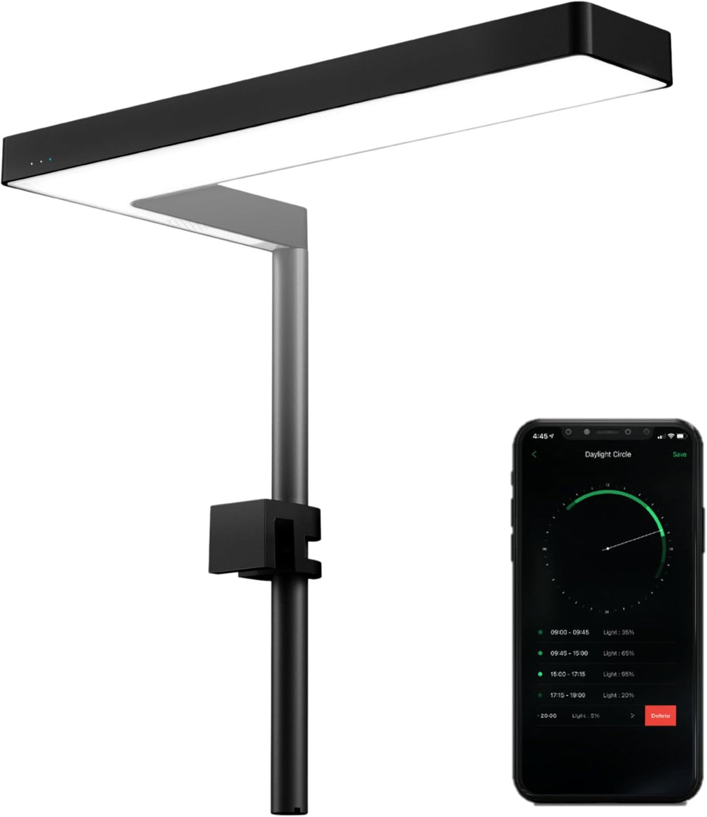ONF Flat Nano+ 15W Full Spectrum Aquarium Light, Up to 20 Level Dimmable APP Controlled Light, IP54 Waterproof Light, Suitable for 2-9 Gallon Rimless Fish Tanks, Terrariums, & Potted Plants, Black