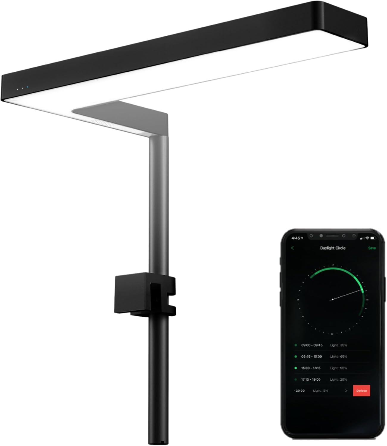 ONF Flat Nano+ 15W Full Spectrum Aquarium Light, Up to 20 Level Dimmable APP Controlled Light, IP54 Waterproof Light, Suitable for 2-9 Gallon Rimless Fish Tanks, Terrariums, & Potted Plants, Black