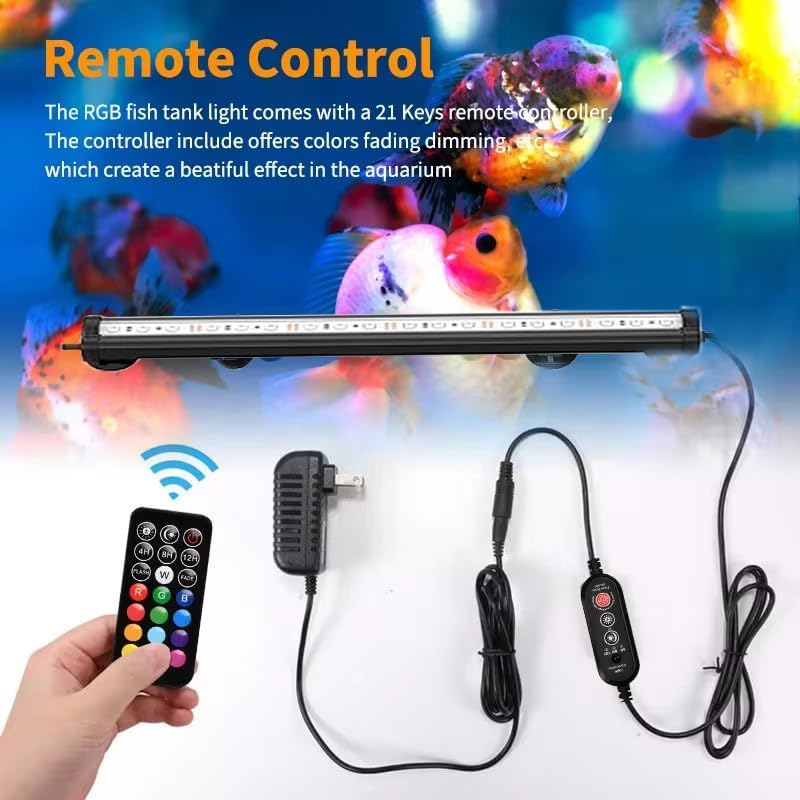Submersible Aquarium Light,LED Aquarium Air Bubble Light,RGB Color Changing Brightness Adjustable Timing Waterproof Remote Control Fish Tank Light Bar,Aquarium Light Bubbler Wall,42.5inch