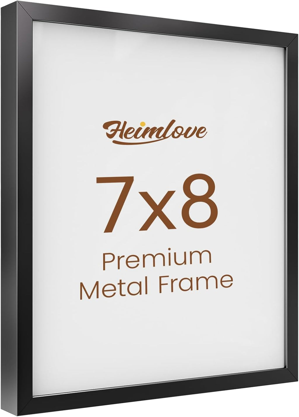 Heimlove 7x8 Metal Picture Frame,Black Aluminum Photo Frames-Real Tempered Glass,Tabletop Display,Mounting Horizontally or Vertically Decor for Wall-1Pack