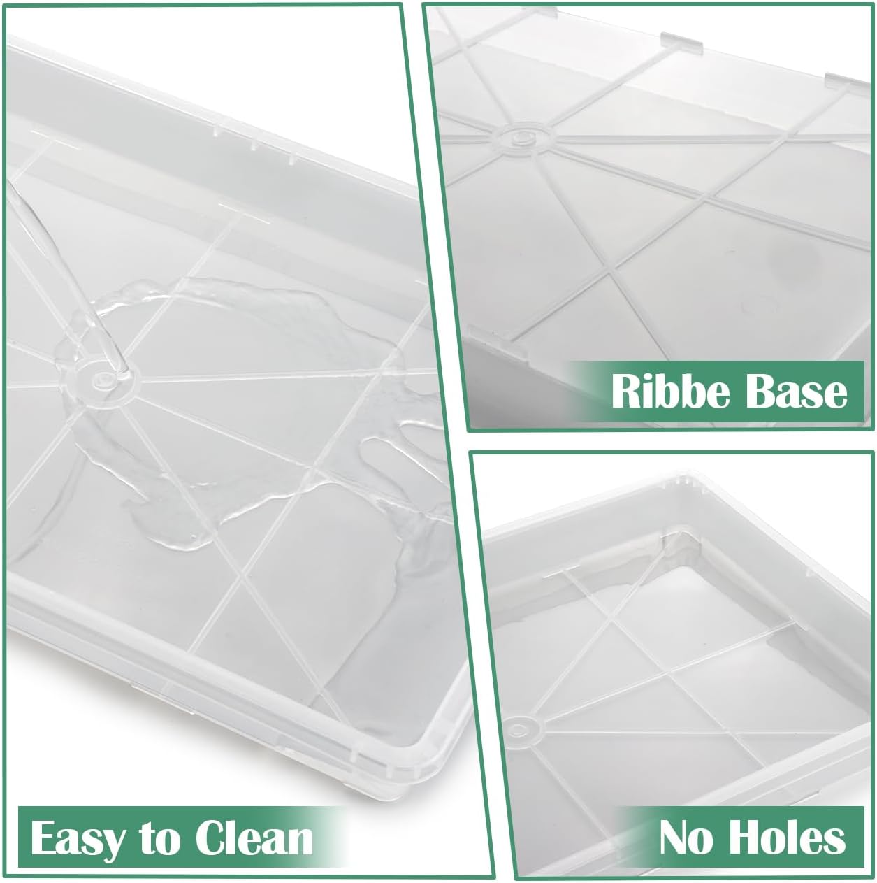 Clear Seed Starter Trays 5 Pack(17"x11"x2"), Reusable Plastic Carrying Seedling & Nursery Trays, Durable Flat Pots Trays, Transparent Square Tray for Planting and Collecting Drainage Water