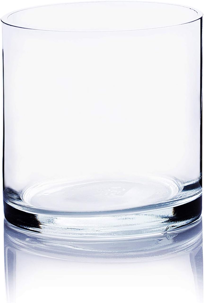 WGV Cylinder Vase, 4" W x 4" H, Floral Container, Glass Candle Holder Centerpiece Planter Terrarium for Wedding Party Event, Home Office Decor, Clear, 1 Piece