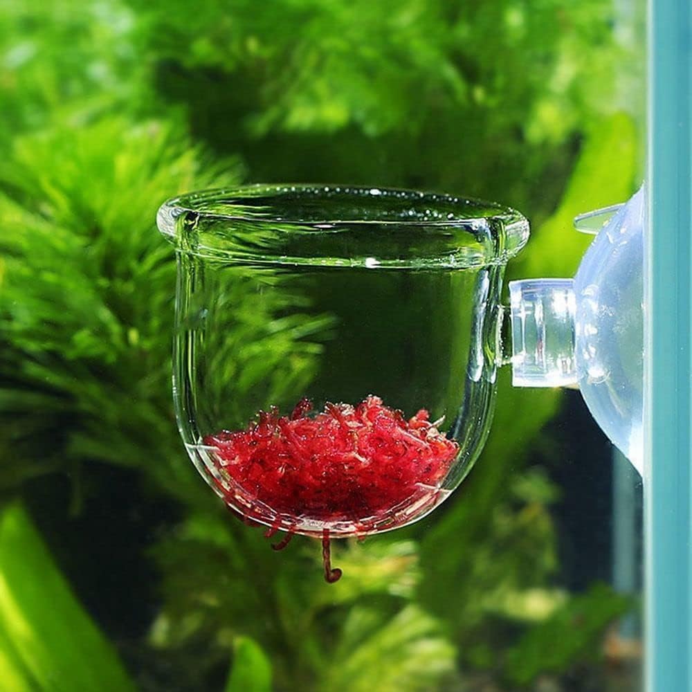 2Pcs Aquarium Plant Pot, Glass Fish Tank Planter with Suction Cups, Plants Holder Decoration Cup