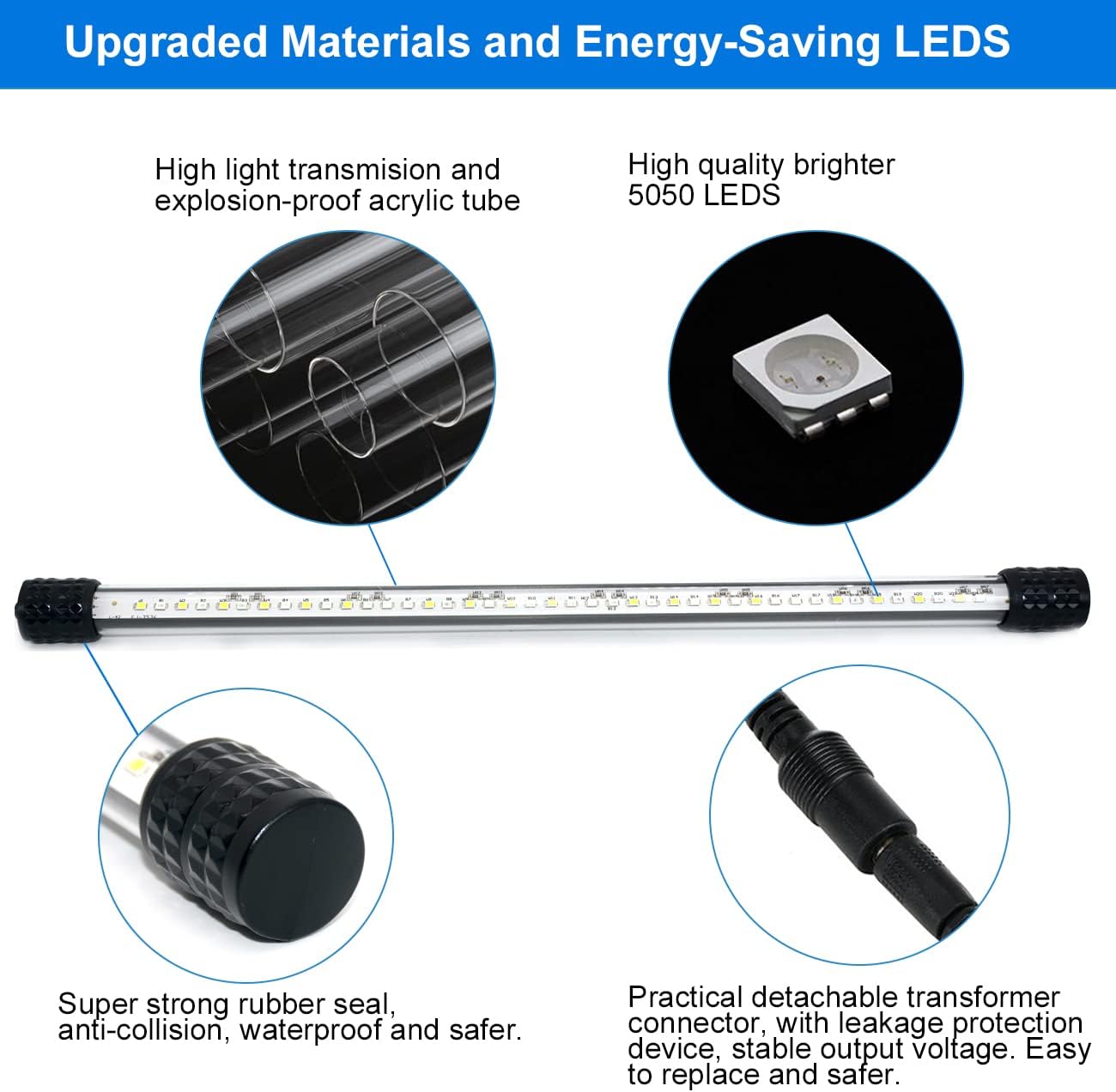 VARMHUS Submersible LED Aquarium Light,Fish Tank Light with Timer Auto On/Off Dimming Function,3 Light Modes Dimmable&4-Color LED,10 Brightness Levels Optional&3 Levels of timed Loop 18LEDS-15''