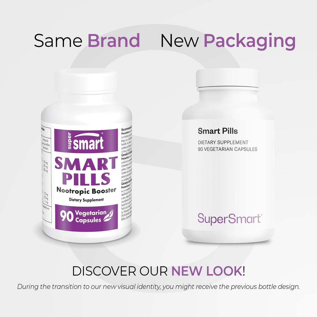 Supersmart - Smart Pills (Advanced Formula) - with Bacopa Monnieri, Ginkgo Biloba, Caffeine, L-Theanine - Super Nootropic Supplement | Non-GMO & Gluten Free - 60 Vegetarian Capsules