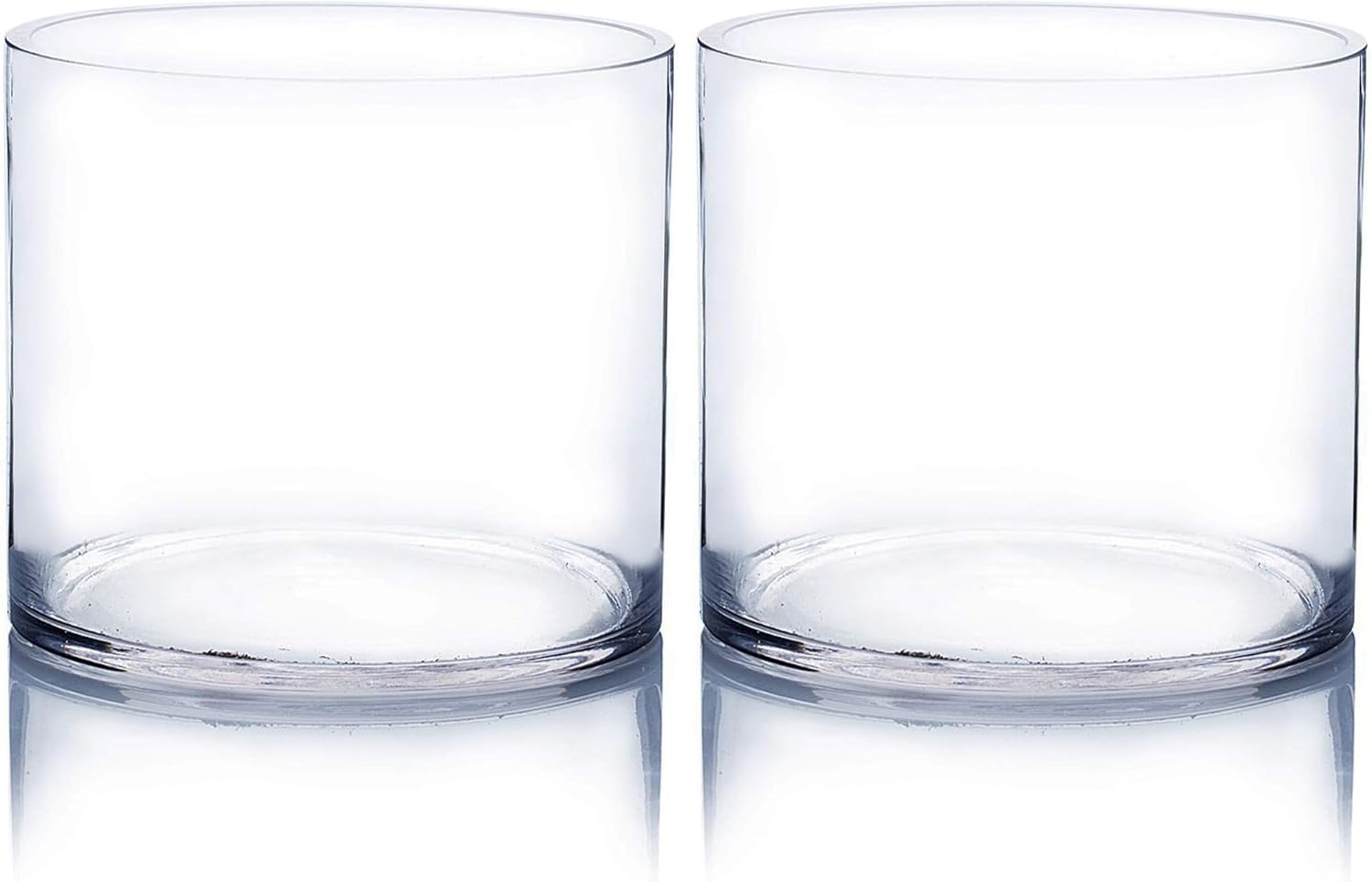 WGV Cylinder Vase, Width 6", Height 6", Clear Glass Container Terrarium Candle Holder for Wedding Centerpiece, Party Event, Home Office Decor, 1 Piece (Pack of 2)
