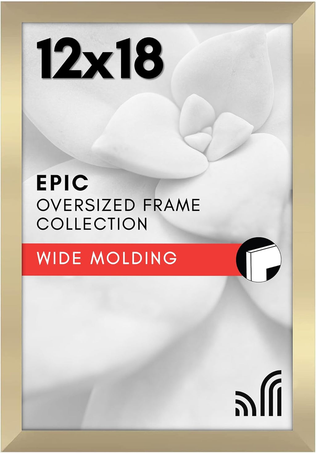 Americanflat 12x18 Poster Frame with Polished Plexiglass - Gold Picture Frame - Wide Photo Frames Made of Engineered Wood for Vertical or Horizontal Wall Display - Epic Collection - Gold