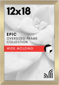 Americanflat 12x18 Poster Frame with Polished Plexiglass - Gold Picture Frame - Wide Photo Frames Made of Engineered Wood for Vertical or Horizontal Wall Display - Epic Collection - Gold