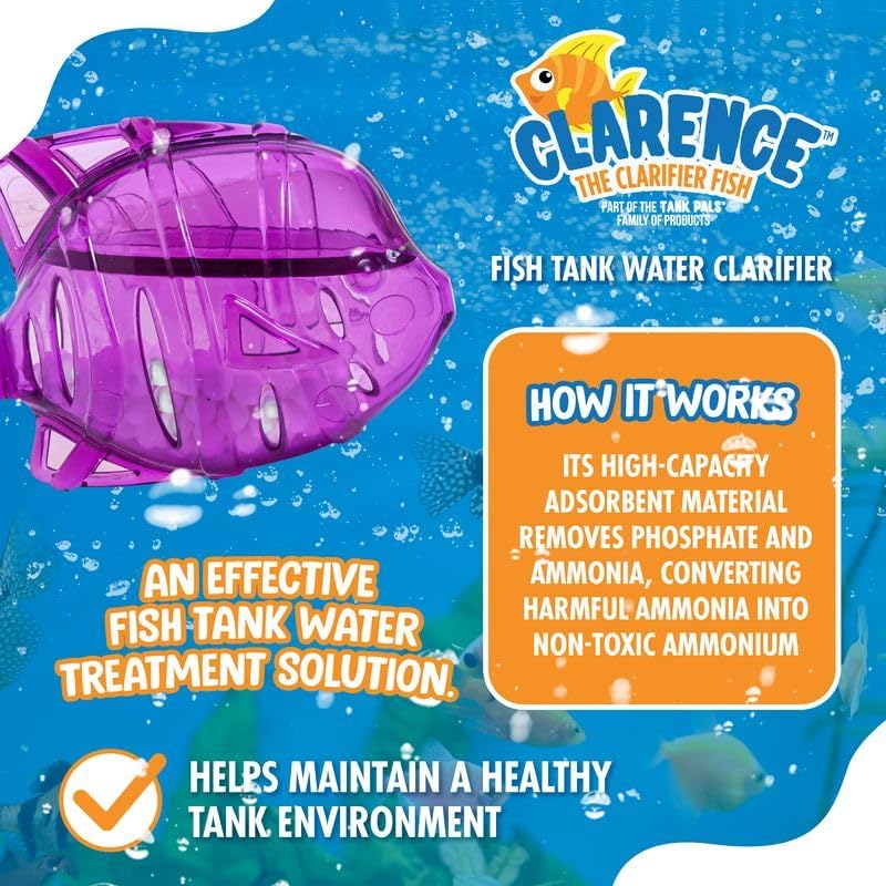 Aquarium Water Clarifier | Clear Cloudy Fish Tank Water Treatment, Safe for Freshwater & Saltwater Fish and Plants - Purple, 6 Pack