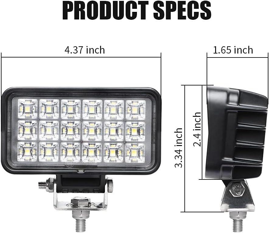 EXZEIT 36W Backup Lights, 150° Flood Reverse Light, 4.4 Inch Compatible with Truck Polaris Tractor Golf Cart UTV ATV, 12/24V
