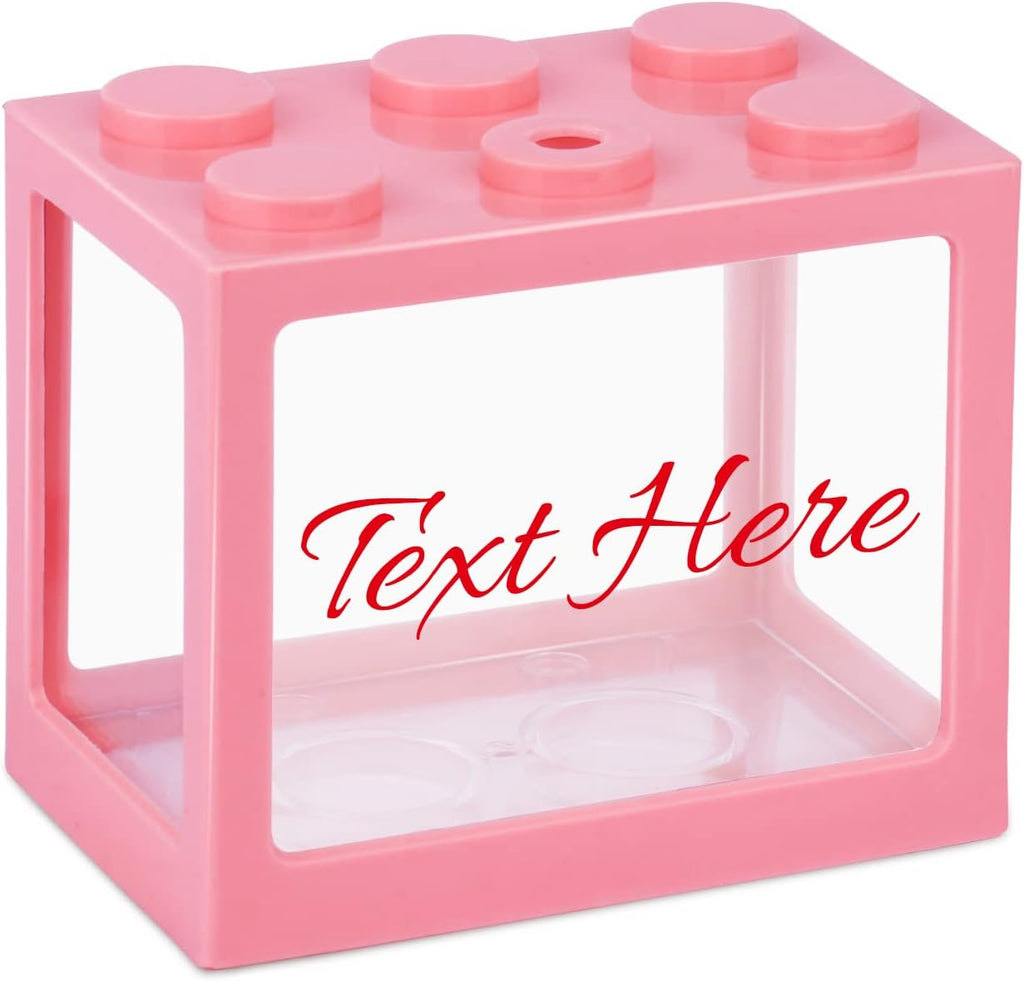 Custom Personalized Acrylic Fish Tank 3x4x5 Inch with Led Lighting (Pink)