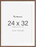 Fun Memories 24x32 Oak Picture Frame for Wall, 24x32 Frame with Matted to 20x28, Solid Wood Picture Frames for Wall Art Photo and Prints (Walnut, 1 Pack)