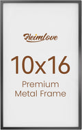 Heimlove 10x16 Metal Picture Frame,Black Aluminum Photo Frames-Real Tempered Glass,Wall Gallery Poster Puzzles Artwork frame Mounting Horizontally or Vertically Decor for Wall-1Pack
