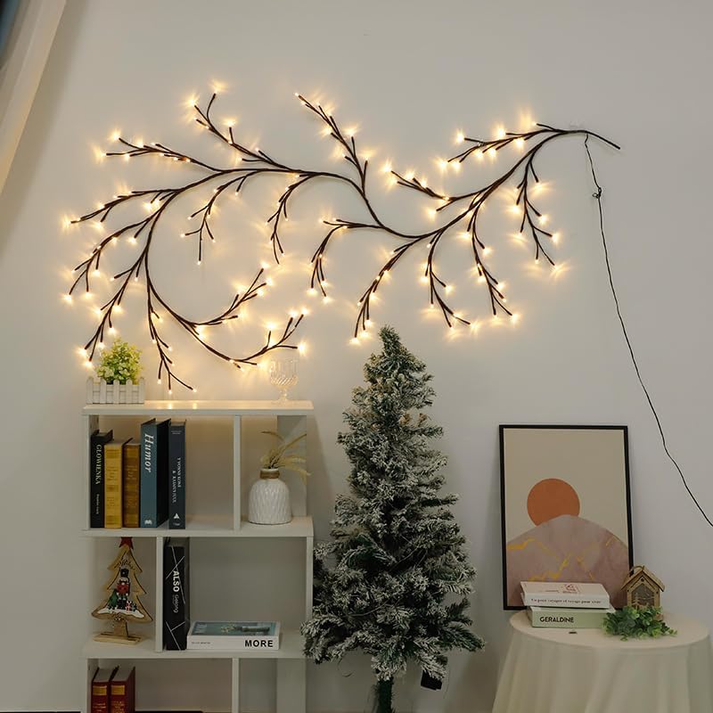 Vines for Home Decor,144 LEDs Lighted Willow Vine -7.5Ft Christmas Indoor Decor, Artificial Plant Branches for Home Decor, Aesthetic Vines for Indoor Walls Bedroom Décor(1PCS)