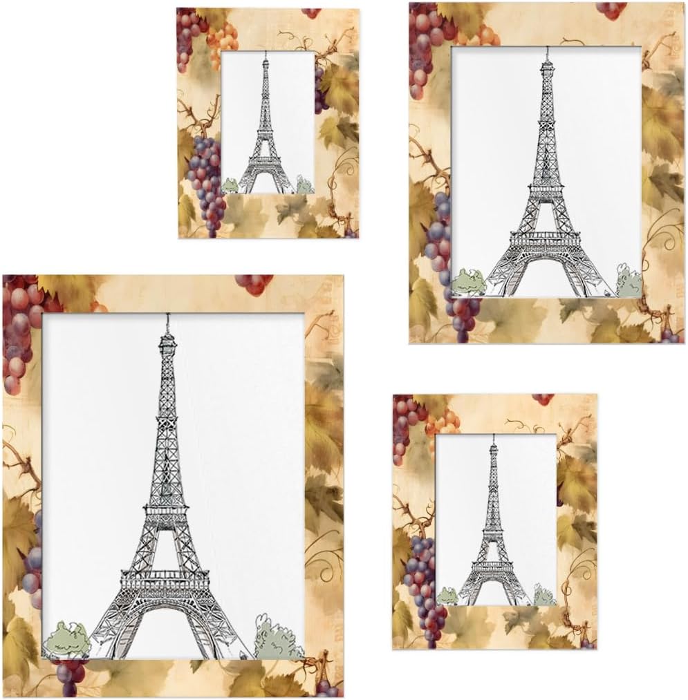 Grapevine Print 4x6 Picture Frame, 4x6 Wood Photo Frame for Wall Hanging or Tabletop Display Decor