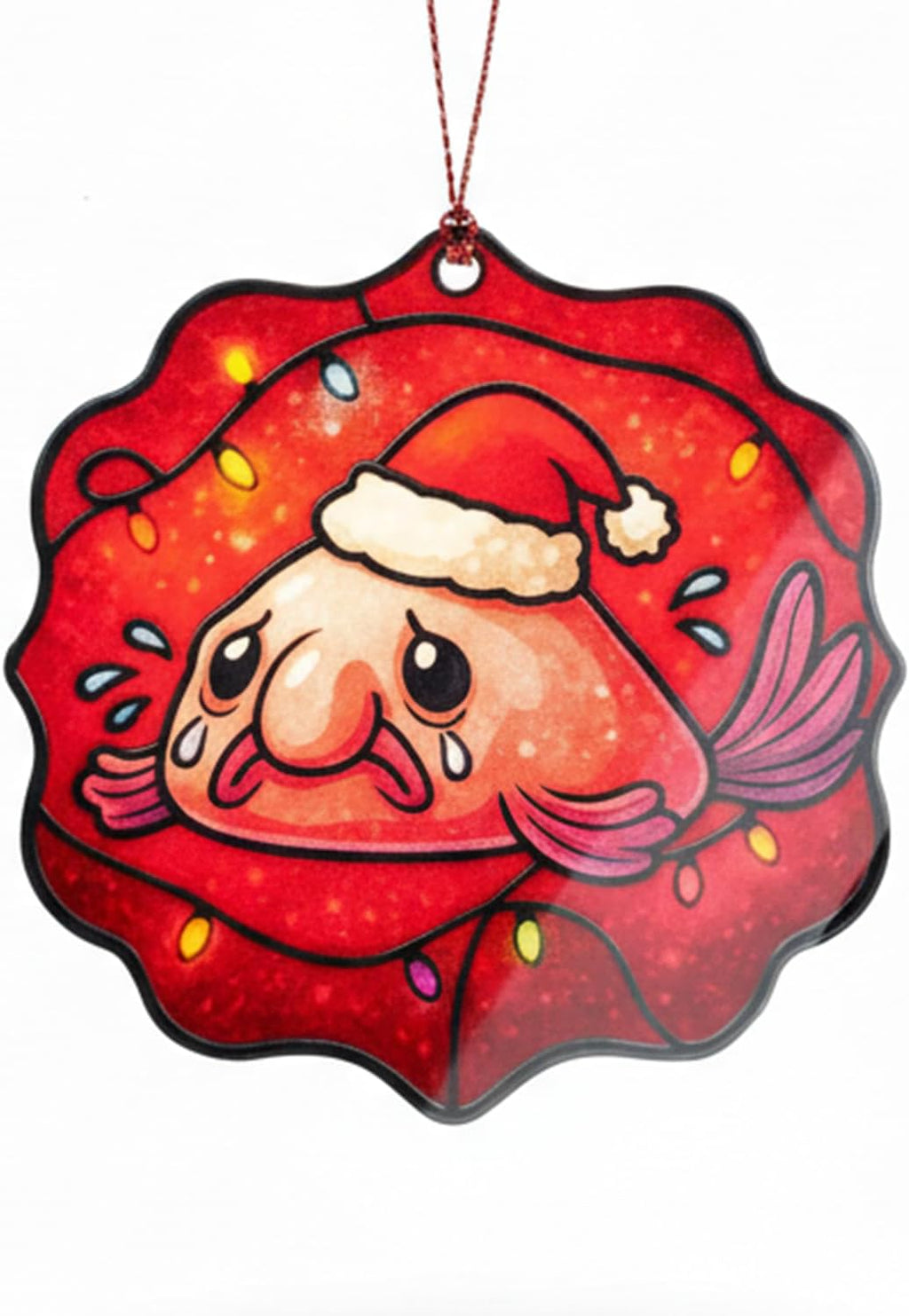 Weird Ornaments, Blobfish, Funny Christmas Ornaments, Ugly Christmas Ornaments, Funny Friend Gifts, Unique Blobfish Holiday Decoration with Santa Hat, Gag Gifts for Coworkers, White Elephant Gift Idea