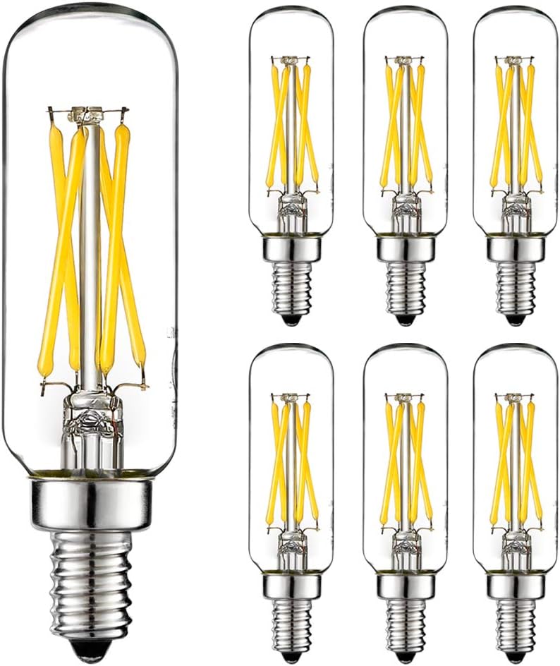 LiteHistory E12 led Bulb Dimmable 4W Equal 40W led Candelabra Bulb Daylight 5000K Clear T6 T25 E12 Edison Bulb for Ceiling Fan,Chandelier AC120V 400LM 6Pack