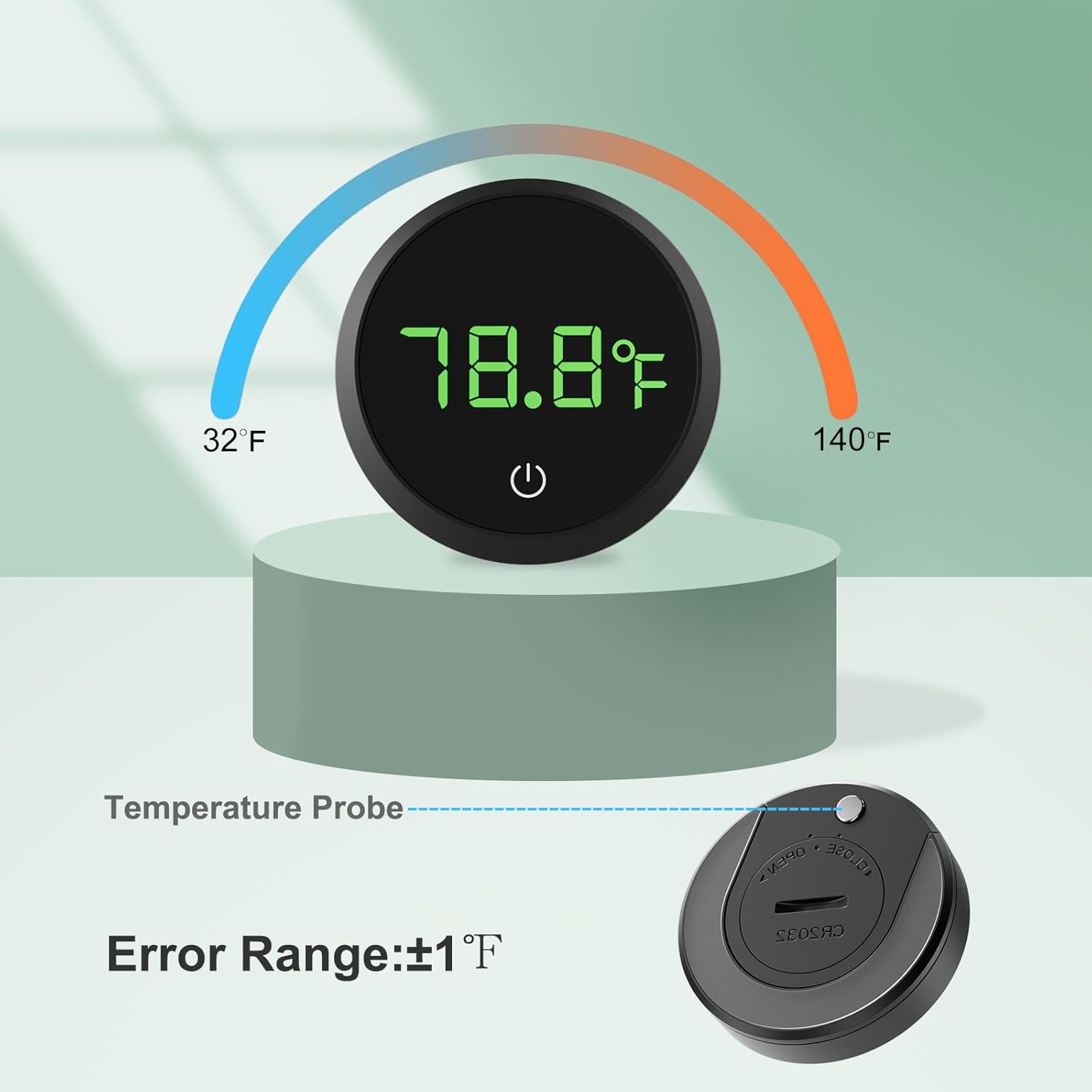 Carefree Fish Aquarium Digital Thermometer Cordless Replaceable Battery LED Display Temperature Measurement Error ±1℉(US Patent Number:D1038779S)