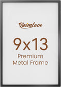 Heimlove 9x13 Metal Picture Frame,Black Aluminum Photo Frames-Real Tempered Glass,Mounting Horizontally or Vertically Decor for Wall-1Pack
