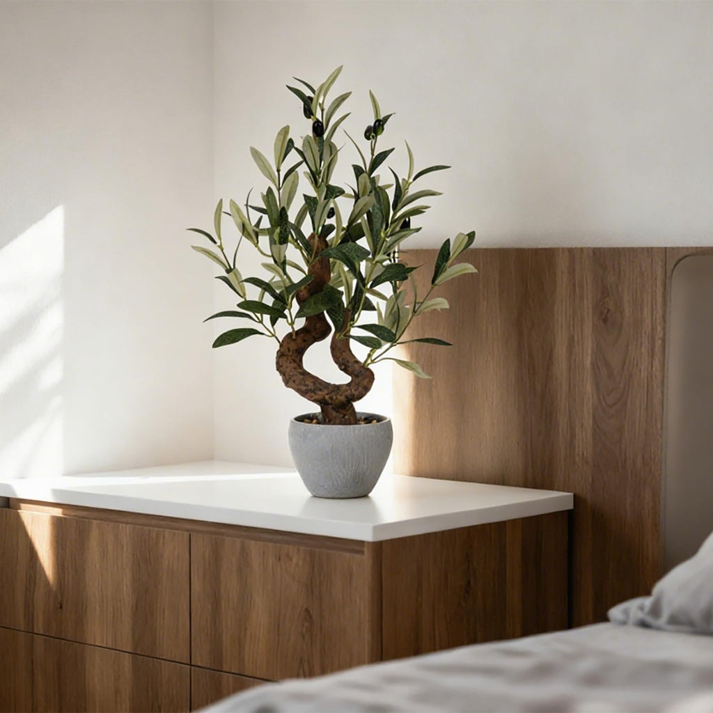 TOARTi Artificial Olive Tree Potted Plant with Stone Pot, 10" Tall Japanese Bonsai Tree Faux Plants Desk Plant, Realistic Greenery Decor for for Home Bedroom Bathroom Office Desk