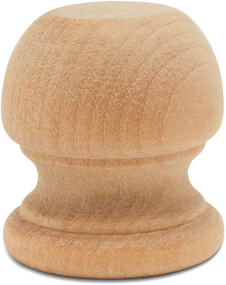 Wood Finials, 1-1/8 Inch Tall with 1/2 Inch Hole, Unfinished Wood Finials for 1/2 Inch Dowel Rods, Wood Dowel Caps for Crafts and DIY, Pack of 25 by Woodpeckers