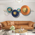 Metal Geometric Round Abstract Wall Art, Modern Orange Circle, Large, Hanging Wall Sculptures for Living Room, Bedroom & Outdoor (Orange)