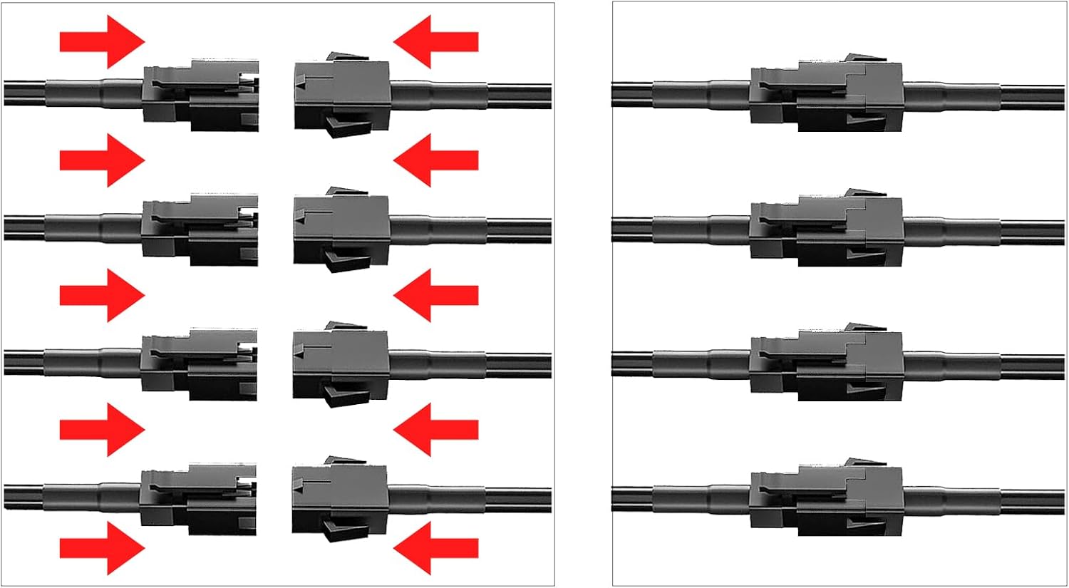 4PCS 40 inch 4Pin Extension Cords and 4PCS 2-Way Splitters for LED Motorcycle ATV Trikes Golf Car Light Multi-Color Neon Strip Trucks Rock Lights