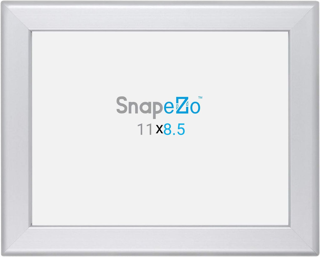 SnapeZo Certificate Frame 8.5x11, Silver, 1.25 Inch Aluminum Profile, Front-Loading Snap Frame, Wall Mounting, Professional Series
