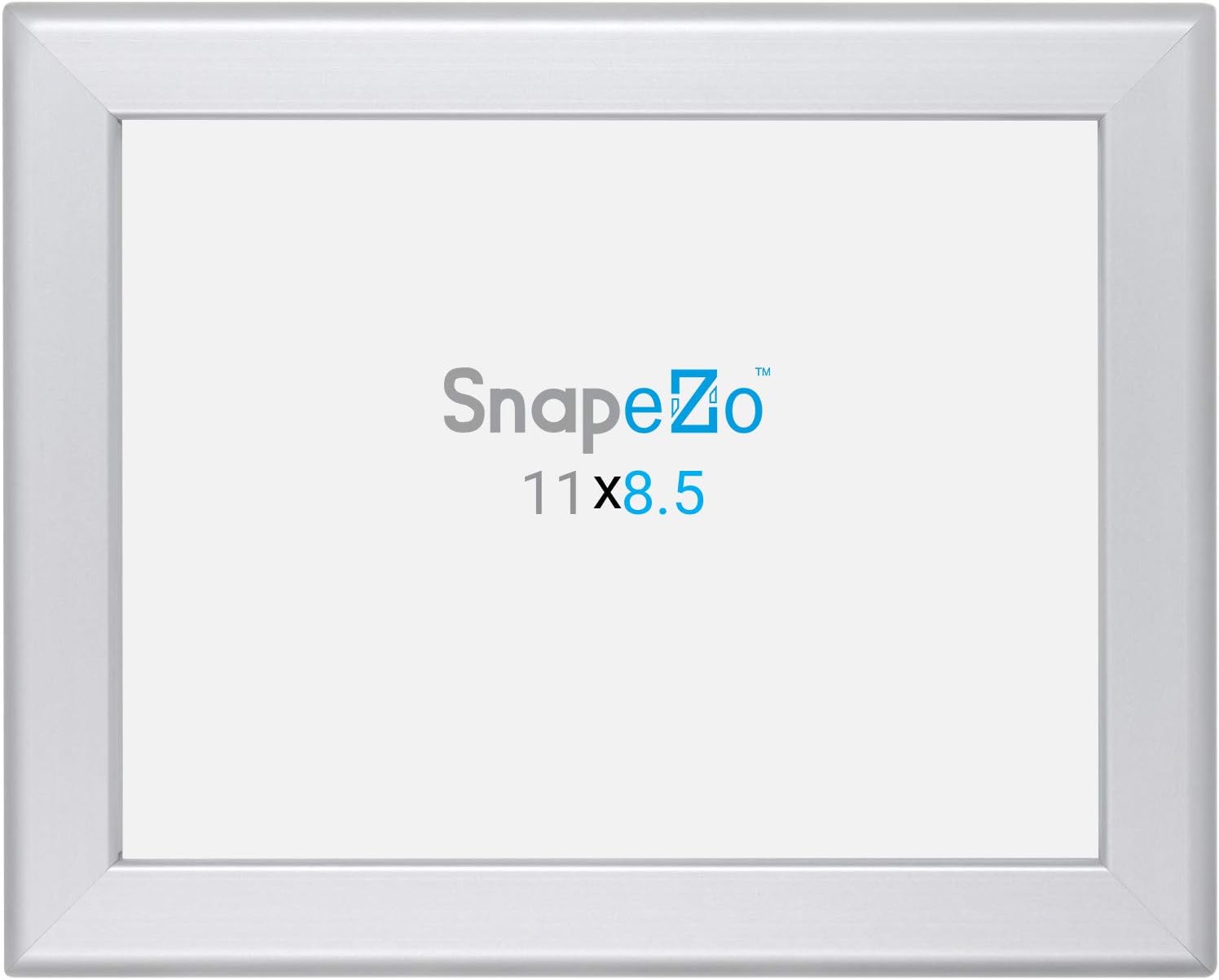 SnapeZo Certificate Frame 8.5x11, Silver, 1.25 Inch Aluminum Profile, Front-Loading Snap Frame, Wall Mounting, Professional Series