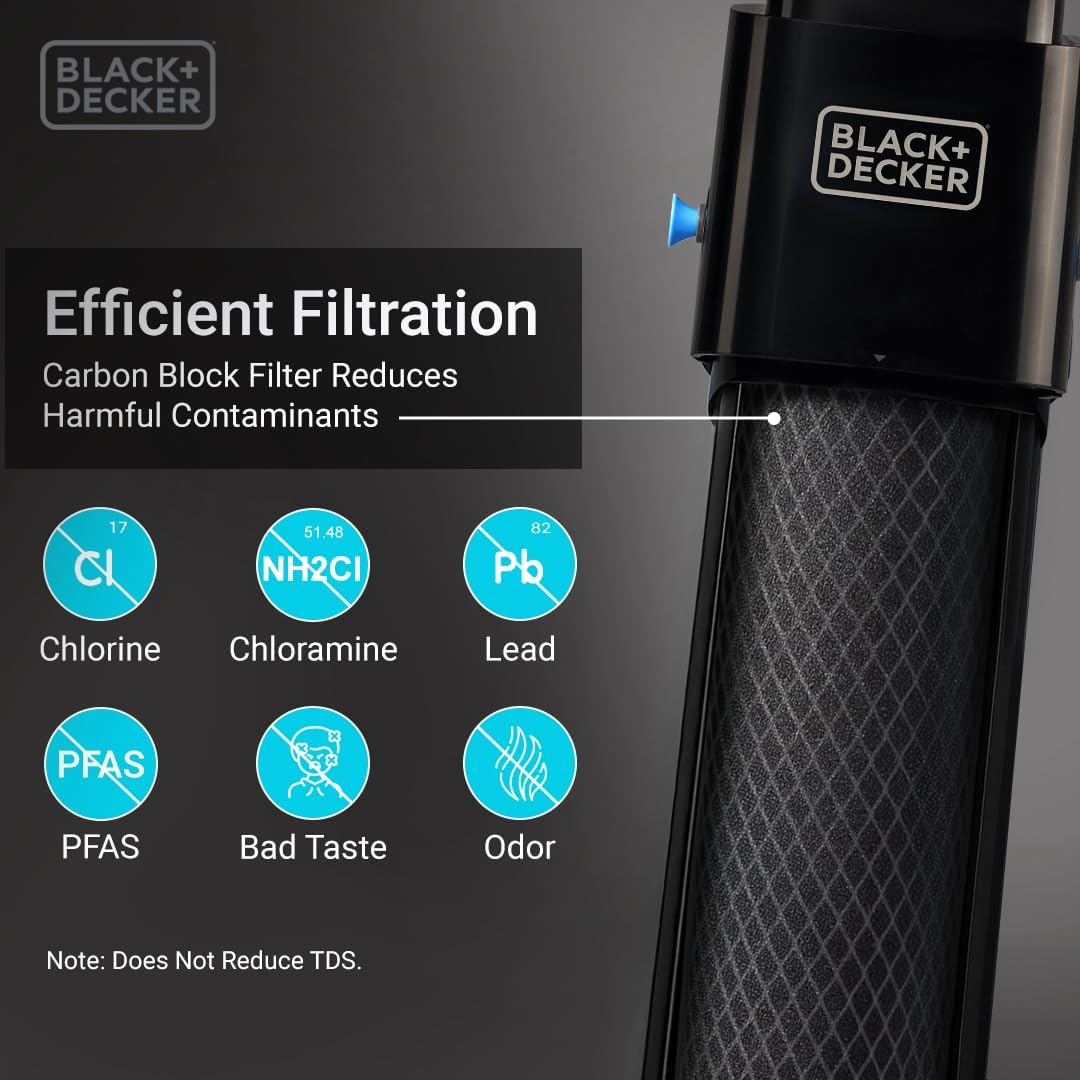 BLACK+DECKER Undersink Water Filter 15’’ | 2 Years | Reduces CHLORAMINE, Chlorine,Lead, PFAS, Bad Taste, Odor | Under Counter Water Filter Direct Connect to Kitchen Faucet | NSF/ANSI 42 Certified