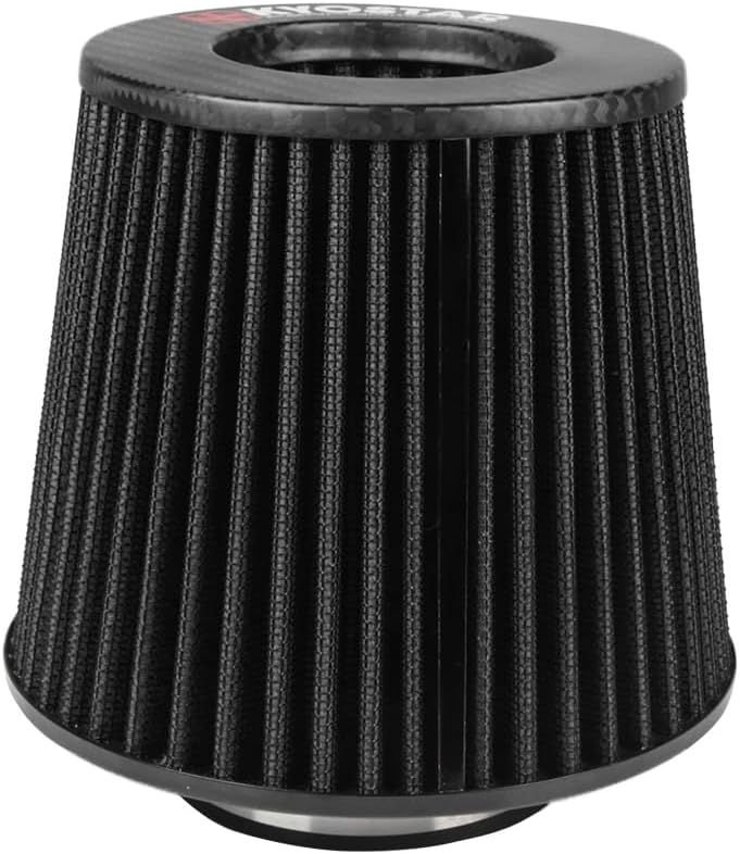 Kyostar Universal Carbon Fiber 3 Inch 76mm Air Intake Cone Filter Replacement Quality Dry Air Filter, Black
