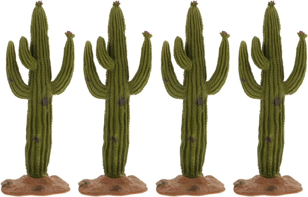 Healifty 4 Pcs Simulated Cactus Decor Set PVC Artificial Cactus Figurines for Desktop Sand Table Home and Bedroom Decoration