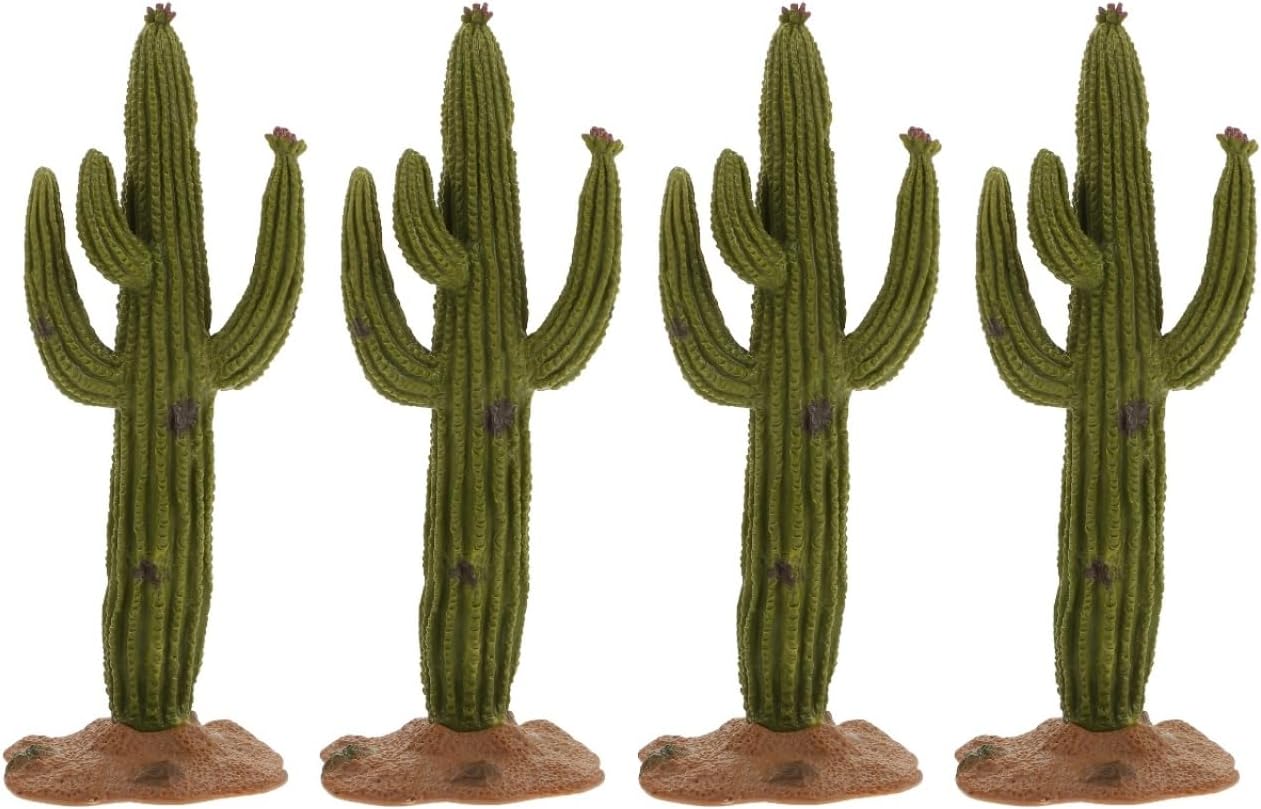 Healifty 4 Pcs Simulated Cactus Decor Set PVC Artificial Cactus Figurines for Desktop Sand Table Home and Bedroom Decoration