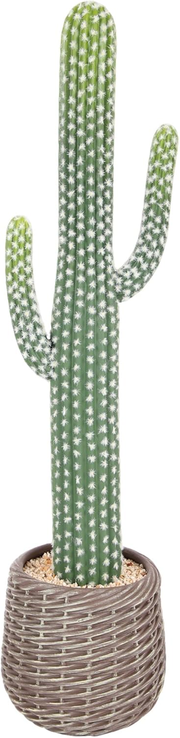 bellacat 32in UV Resistant Fake Cactus with Brown Decorative Pot, Realistic Faux Cactus Plants Indoor, Artificial Cacti for Table Living Room Office Porch Home & Outdoor Decor