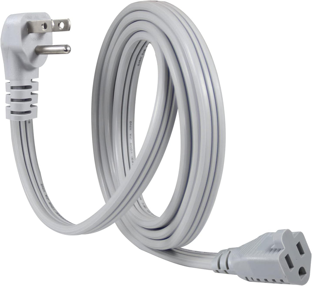 KUNCAN Appliance Power Extension Cord - 3 Prong Flat Wire SPT-3 14 AWG Heavy Duty Male to Female Extender Low Profile Grounded Cable for Major AC Unit, Air Conditioner, Refrigerator (6 Feet)