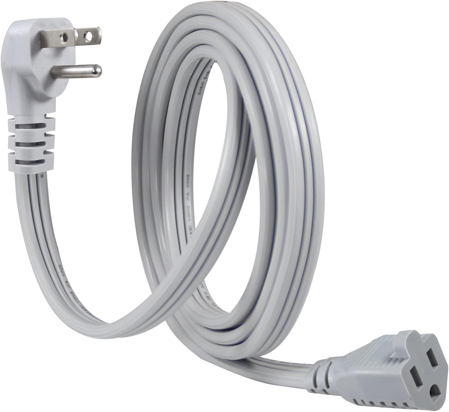 KUNCAN Appliance Power Extension Cord - 3 Prong Flat Wire SPT-3 14 AWG Heavy Duty Male to Female Extender Low Profile Grounded Cable for Major AC Unit, Air Conditioner, Refrigerator (6 Feet)