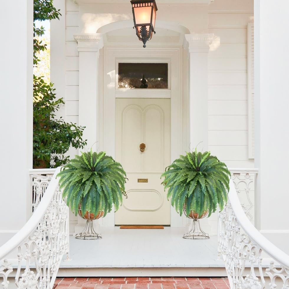 Artificial Ferns for Outdoors & Indoors, 51in Fake Fern Large Plants with 66 Fronds, UV Resistant Faux Greenery Suitable for Entrance Planter Porch Garden Hall Home Office Decor
