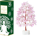 Rose Quartz Crystal Tree Gemstone Tree of Life Quartz Base Chakra Bonsai Tree for Room, Office & Bedroom Decor Spiritual Gift Meditation Birthday Gift for Women Mom her Sister Housewarming Gifts Home